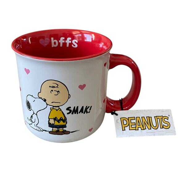 Peanuts Valentine's Day Mug Snoopy & Charlie Brown 20oz Ceramic Coffee Cup NEW - Picture 1 of 13